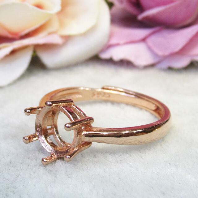 アウトレット8㎜ 6爪 シンプル S925 リング台 PG