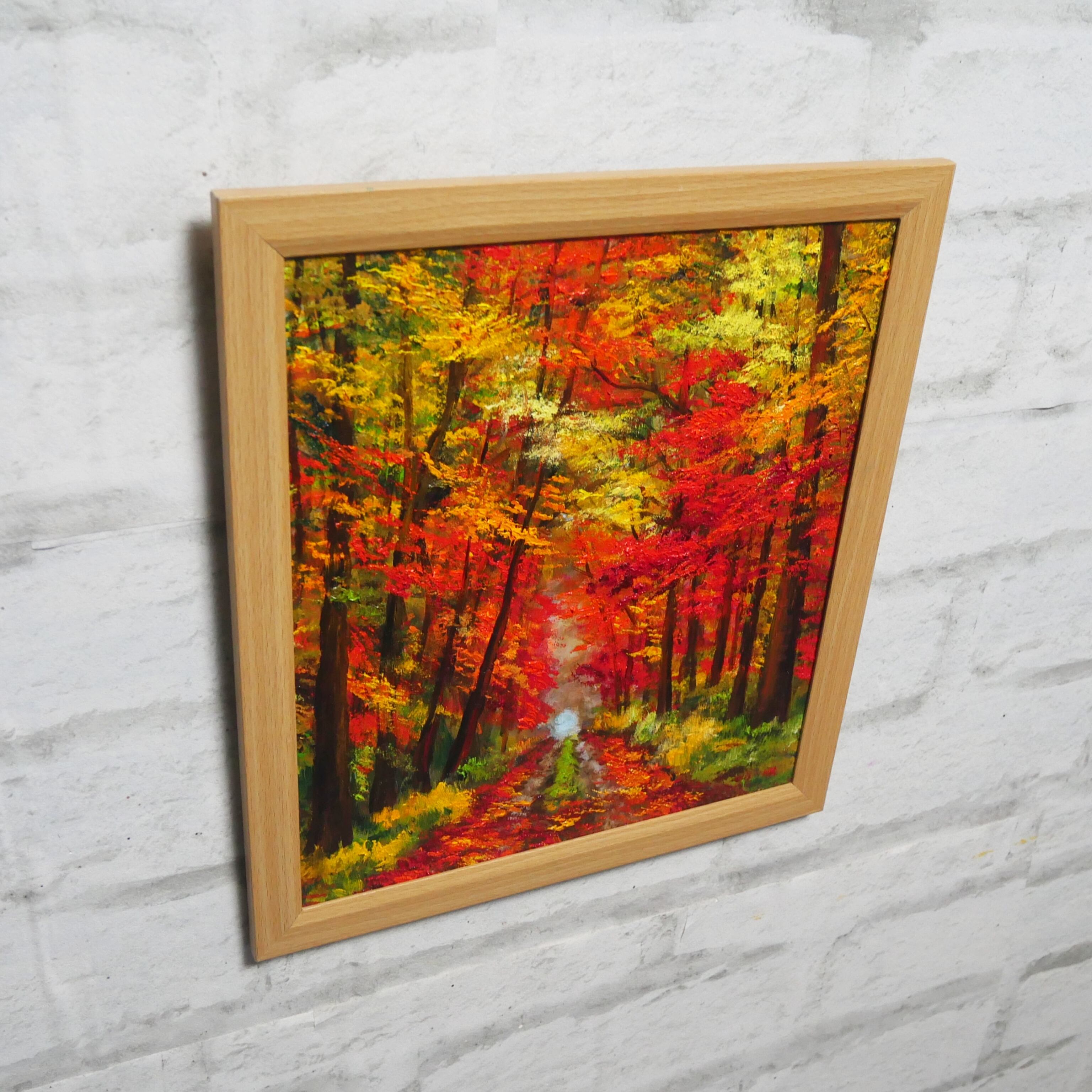 油絵 油彩 油彩画 絵 絵画【秋のトンネル】 油絵 絵画 【紅葉のトンネル】 絵画 HR 通販 14650507｜Creema(クリーマ)