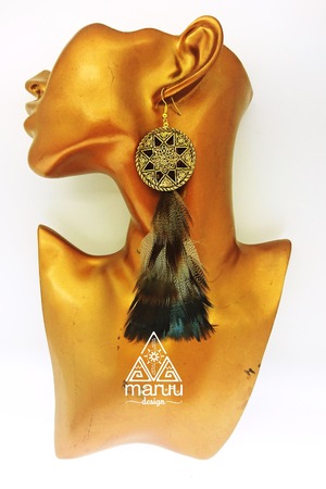 Antique motif Feather Earrings