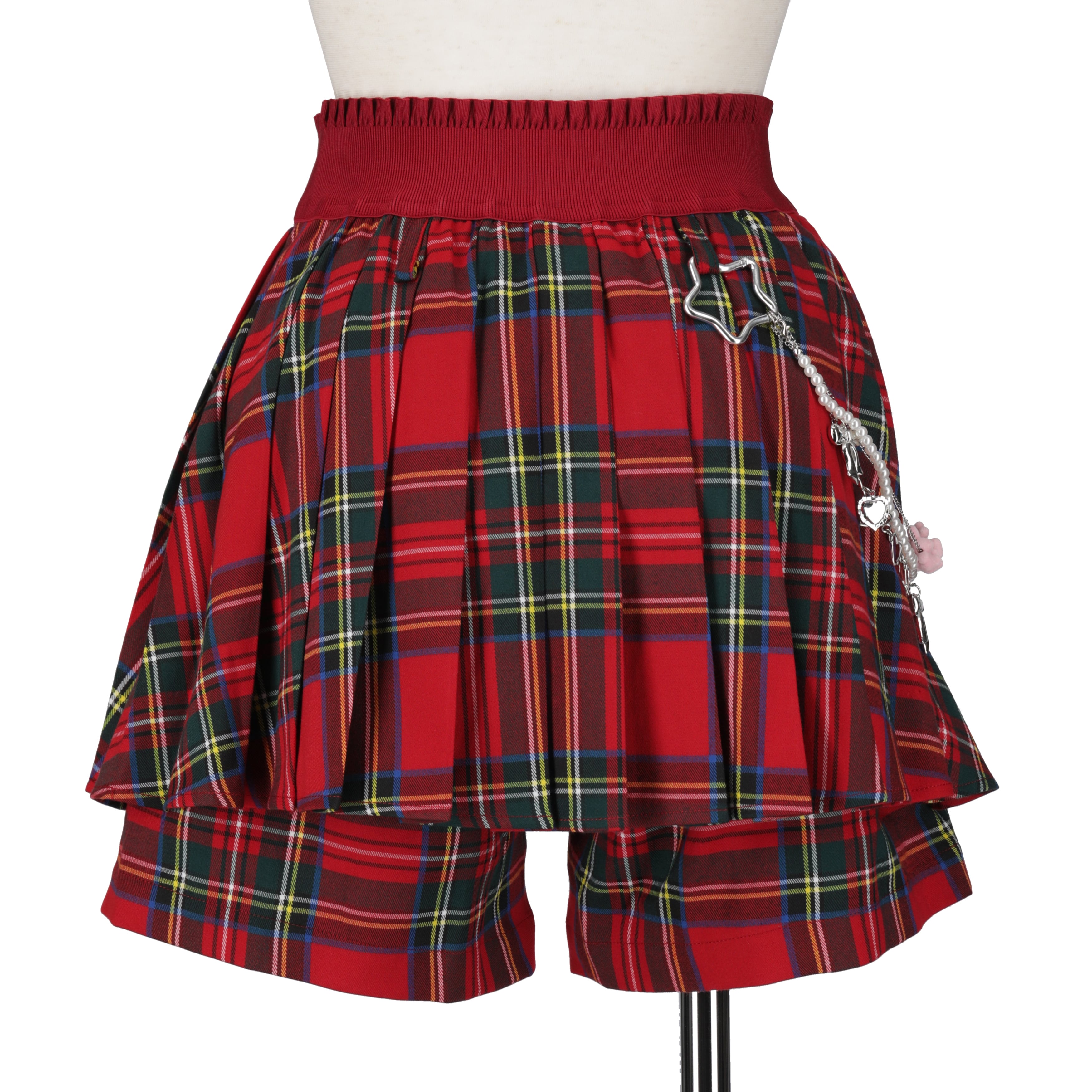 プリーツミニショートパンツ　RED