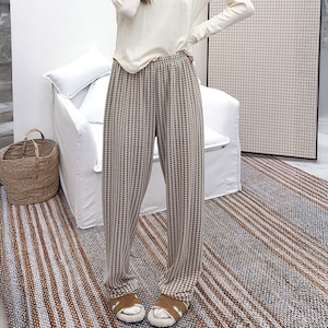 ルームパンツ ギンガムチェック 裏起毛 レディース 秋冬 韓国 パンツ 大人 かわいい おしゃれ きれいめ カジュアル リラックス ゆったり 部屋着 暖かい 暖かパンツ 大人可愛い 大人女子