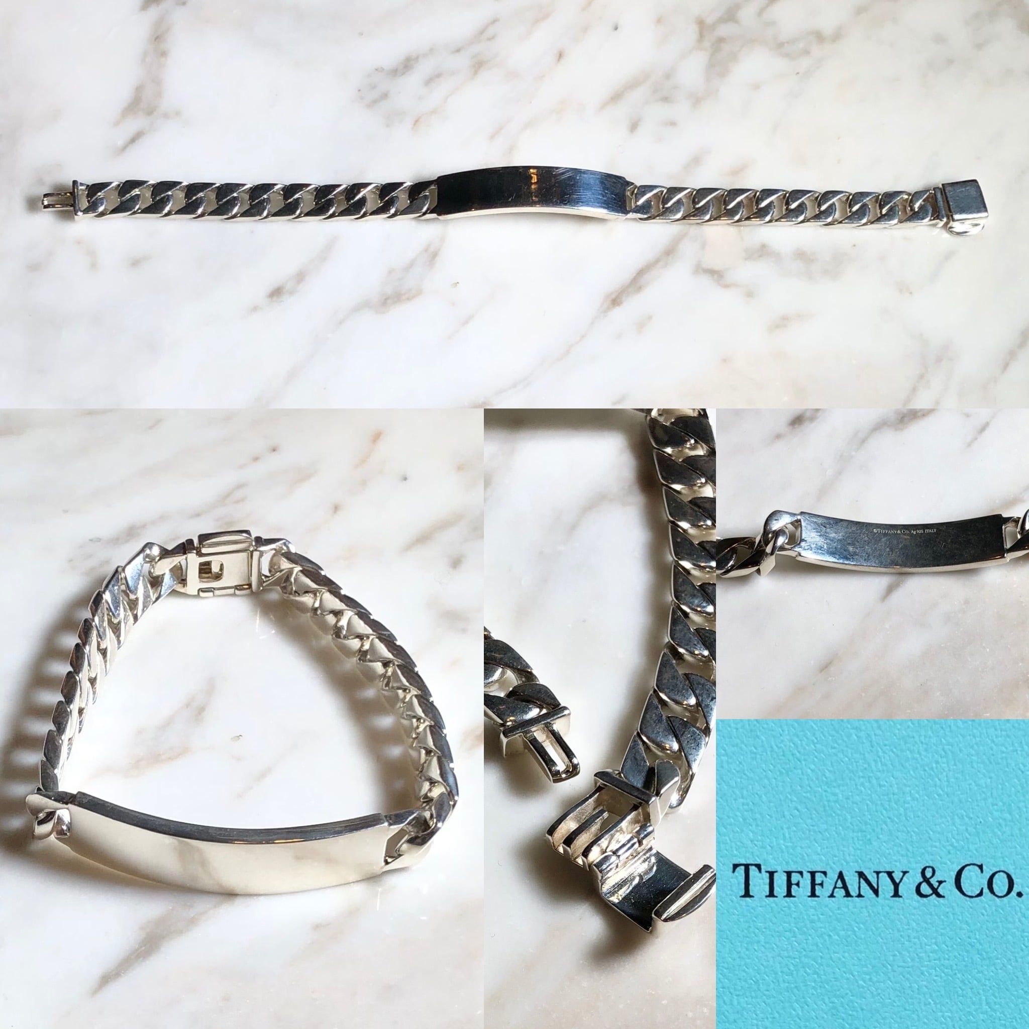 vintage TIFFANY flat link chain silver ID bracelet | NOIR ONLINE