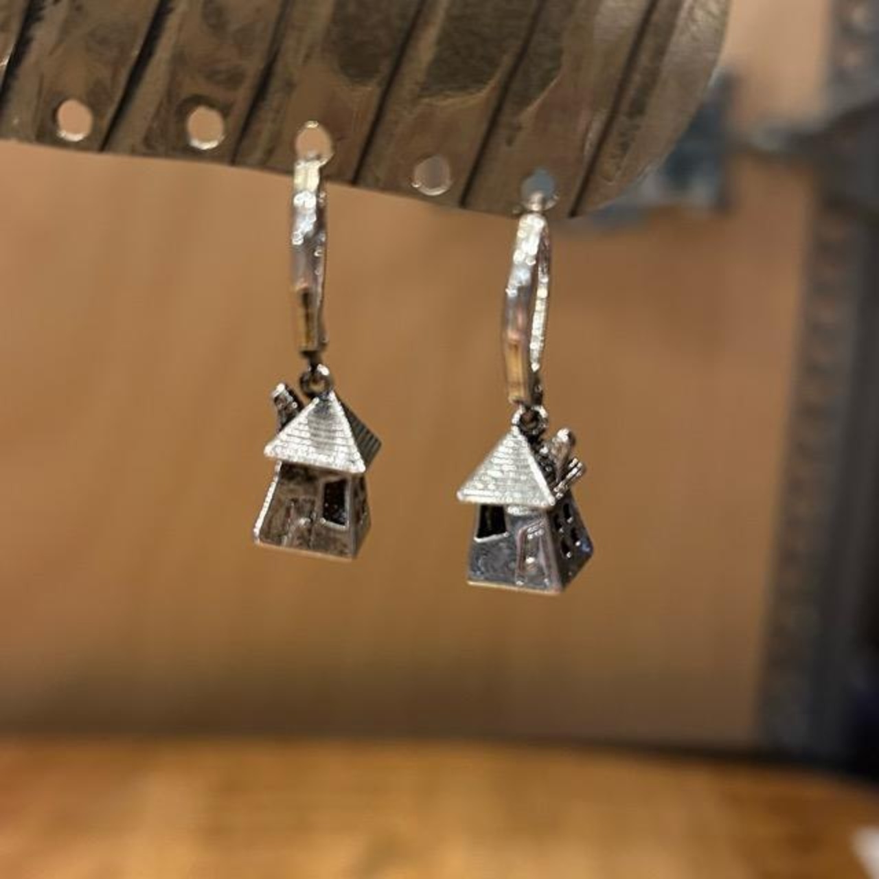 TOPANGA Jewelry Miniature House Earrings, Silver Plated, Perfect as a Gift, Jewelry, Earrings, Building
