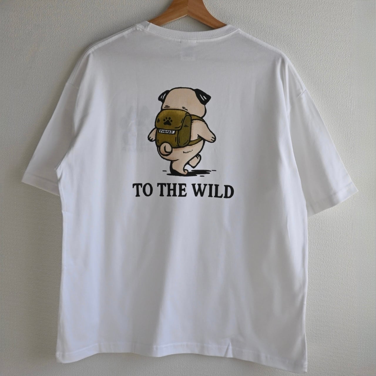 バックプリント TO THE WILD/ビッグシルエット半袖(白)