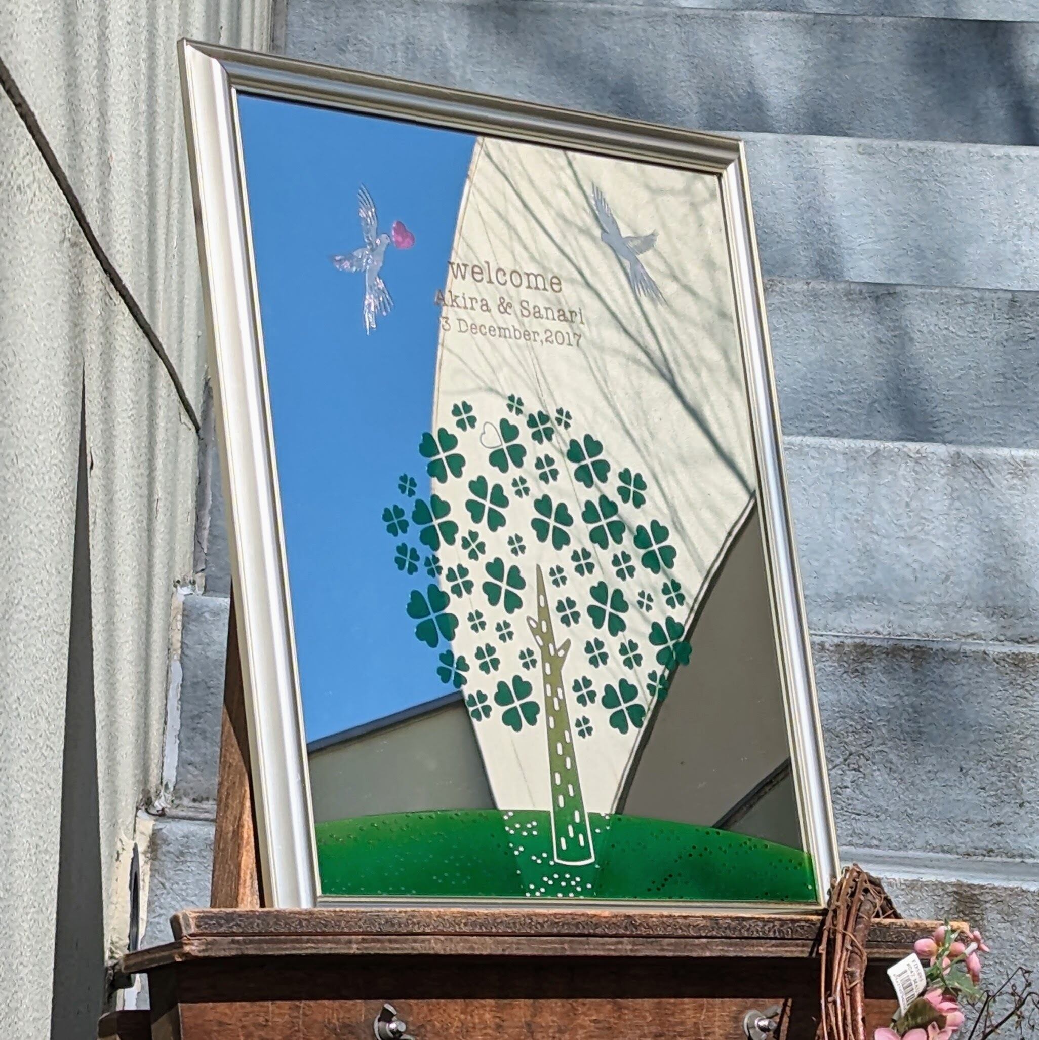 ウェルカムボード 【ハートツリー】ミラー｜ クローバー｜ウェルカム