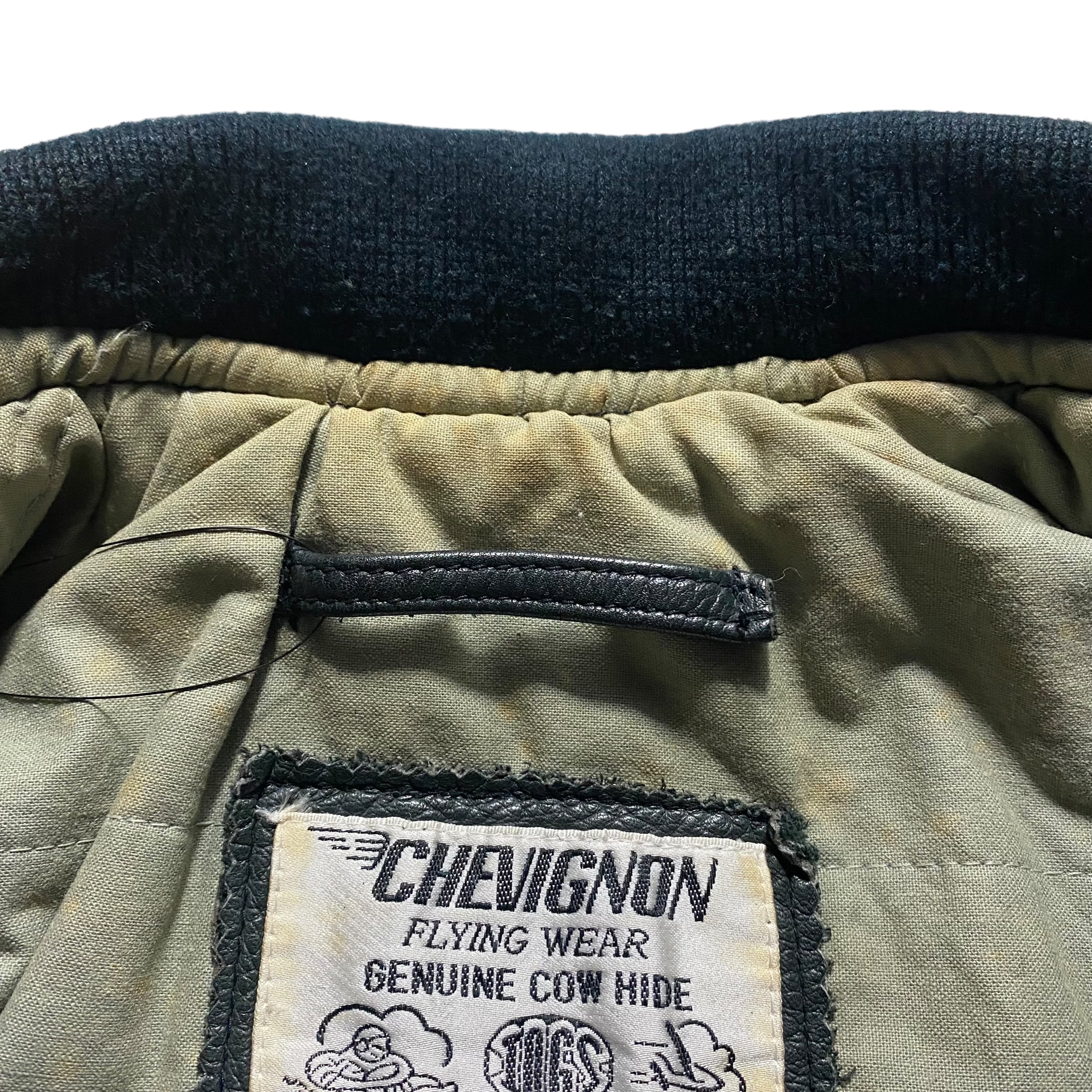 CHEVIGNON FLYING WEAR ミリタリージャケット Lサイズ vintage CHEVIGNON leather flight jacket | NOIR ONLINE