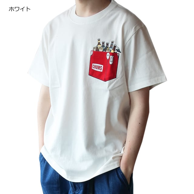 【ネコポス1点まで発送対応】チャムス 半袖ｔシャツ ch01-2160  HWYCスチールクーラーポケットTシャツCHUMS/メンズ/男性/トップス/生誕40周年記念/アウトドア/ストリート/ロゴ/ホワイト/ブラック/M/L/XL【2023モデル】【正規品】