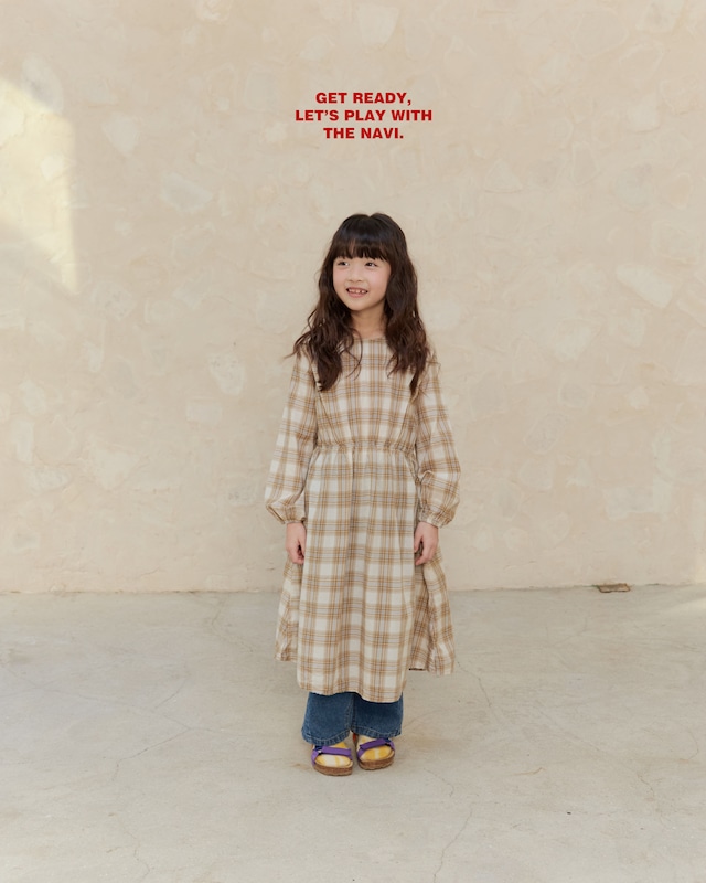 《送料無料》予約:チェックワンピース【navi】※ジュニアサイズ