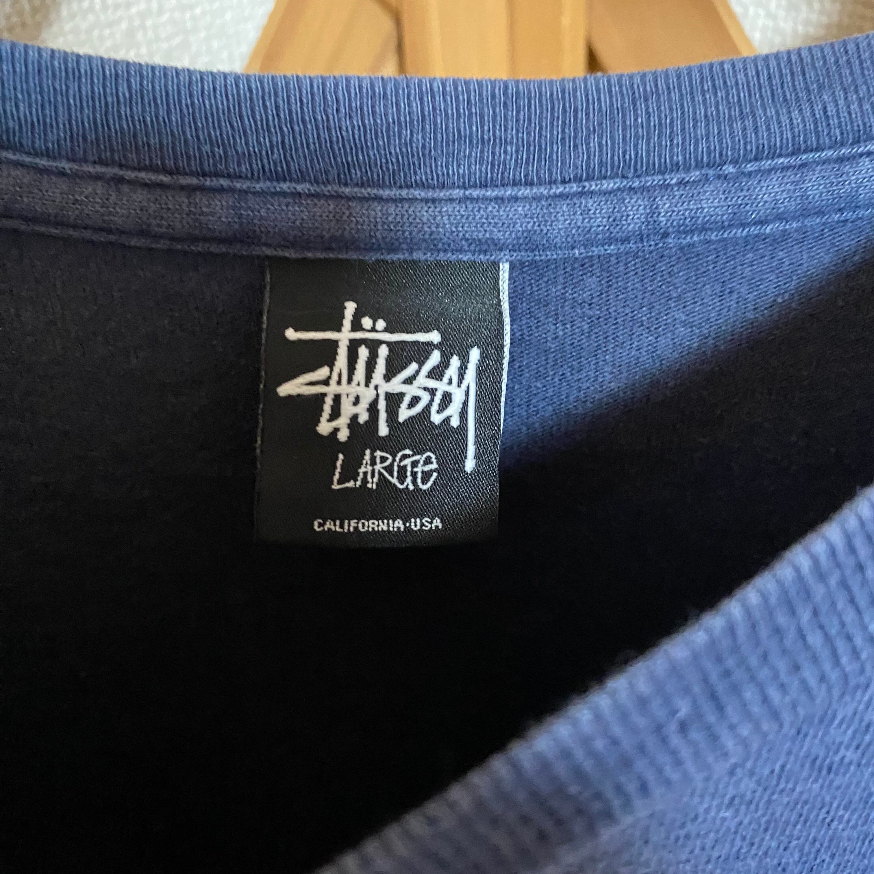 STUSSY ステューシー ビックロゴ tシャツ ネイビー ペイント 古着