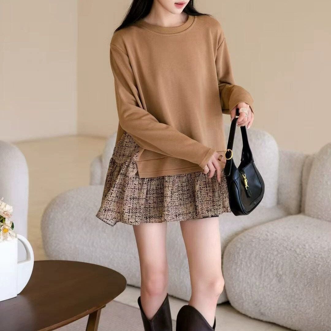 RUFFLE HEM RELAXED SWEATSHIRT T SHIRT M-14535
