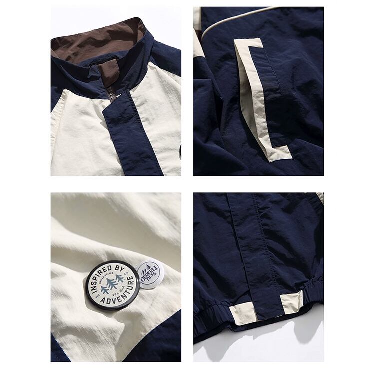 ★RETRO COLOR CONTRAST STAND COLLAR JACKET　　　A0802