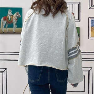 リブ切替カレッジロゴショート丈スウェット