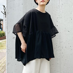 Cotton sheeting flare tee (black)