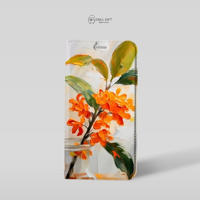 手のひらの中の絵画展~金木犀/キンモクセイ~　選べる帯なしorあり　手帳型スマホケース・カバー　iPhone　Android　多機種対応