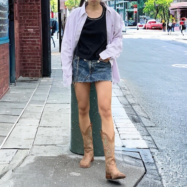 【LADIES】oversize stripe shirt