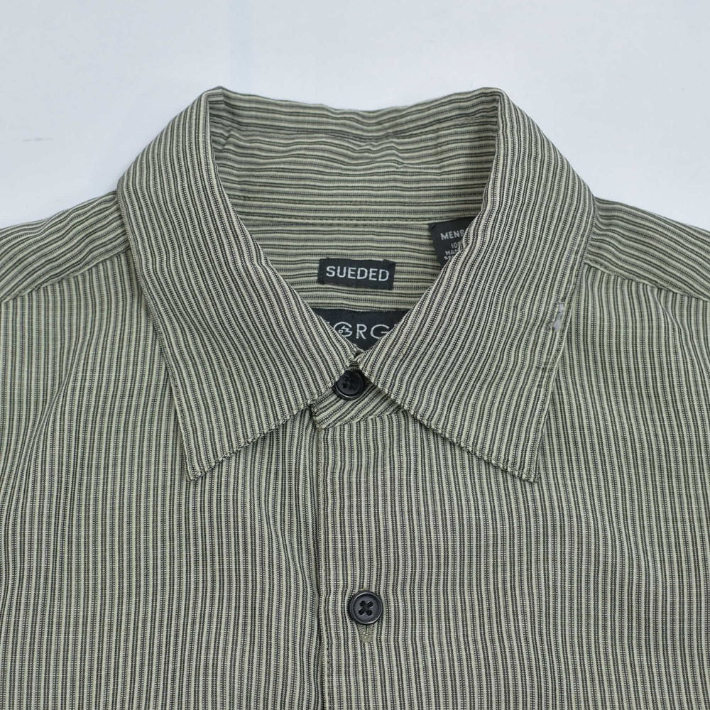90～00s GEORGE SUEDED ストライプ パターン ポリエステルシャツ