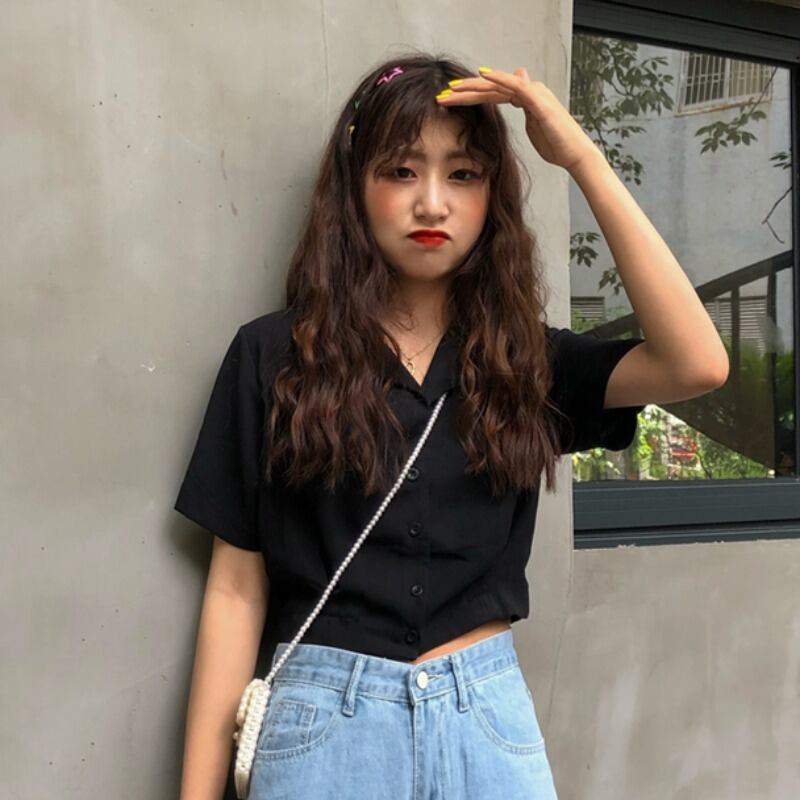 シックな新しいウエスタンスタイルのショートデザイン気質シフォンオールマッチ半袖シャツトップ女性の2020年春夏バージョン YY-ファッション14262620594