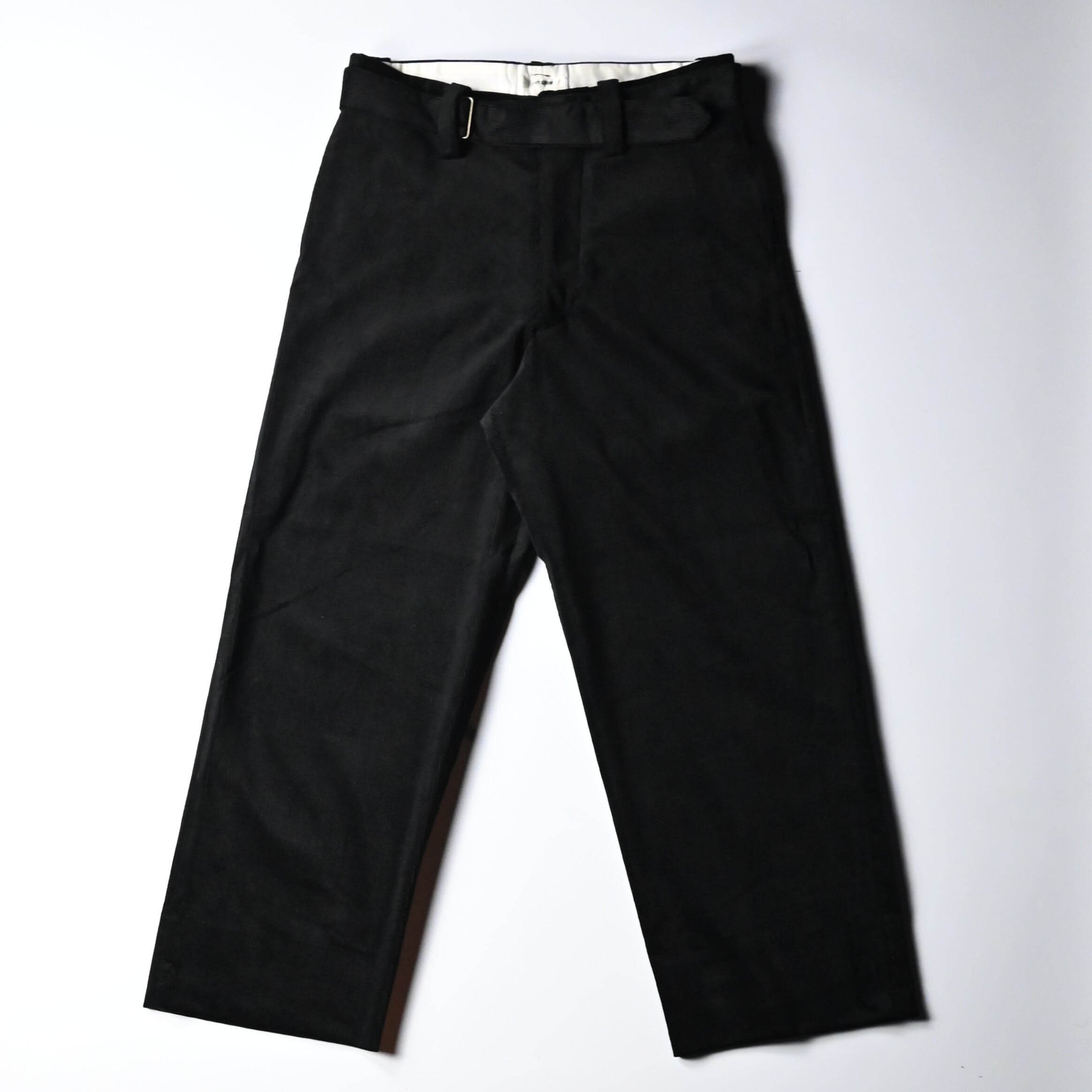 INTERIM / 9W LINEN COTTON CORDUROY BELTED MIL BAGGY TROUSER | GANKO