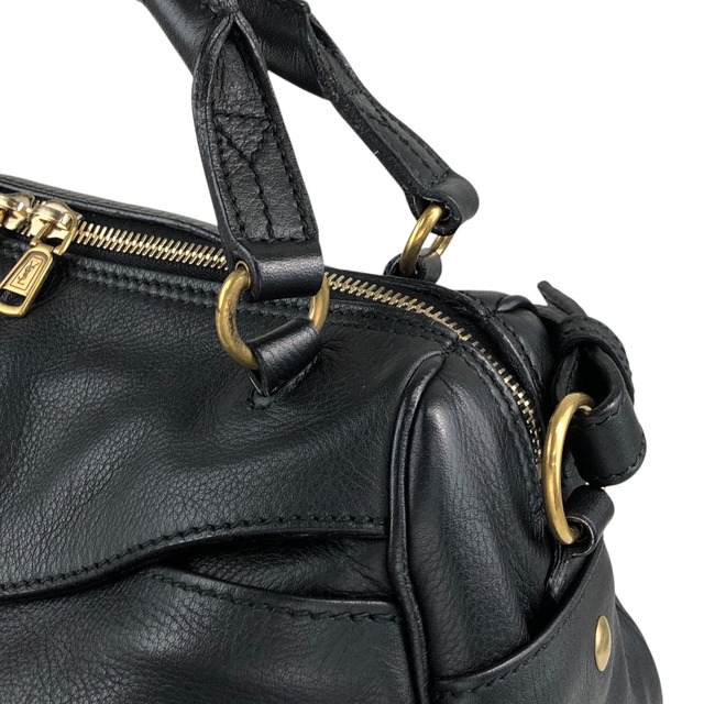 Yves Saint Laurent イヴ・サンローラン ショルダーバッグ ブラック ロック YSL レザー 2way ミニボストン vintage ヴィンテージ オールド wu64ez