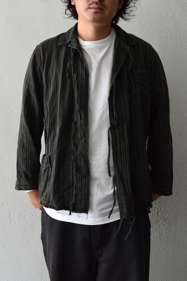 VENTITANK PROJECT Bulgarian Army 1950's-60's Dead Stock Custom Remade & Dyed Sumi Kuro Sleeping Shirt Jacket Type Black ブルガリア軍 スリーピングシャツ ジャケット 50s 黒染め