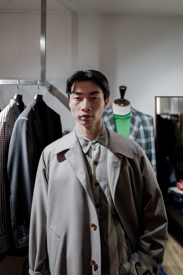 【新品】MINTENS Vintage ENGLAND Fabrics wool single raglan coat big size made in JAPAN  ／英国製 ヴィンテージ生地  ウール  一枚袖  コート バルマカーン コート グレー 日本製 実寸L〜XL