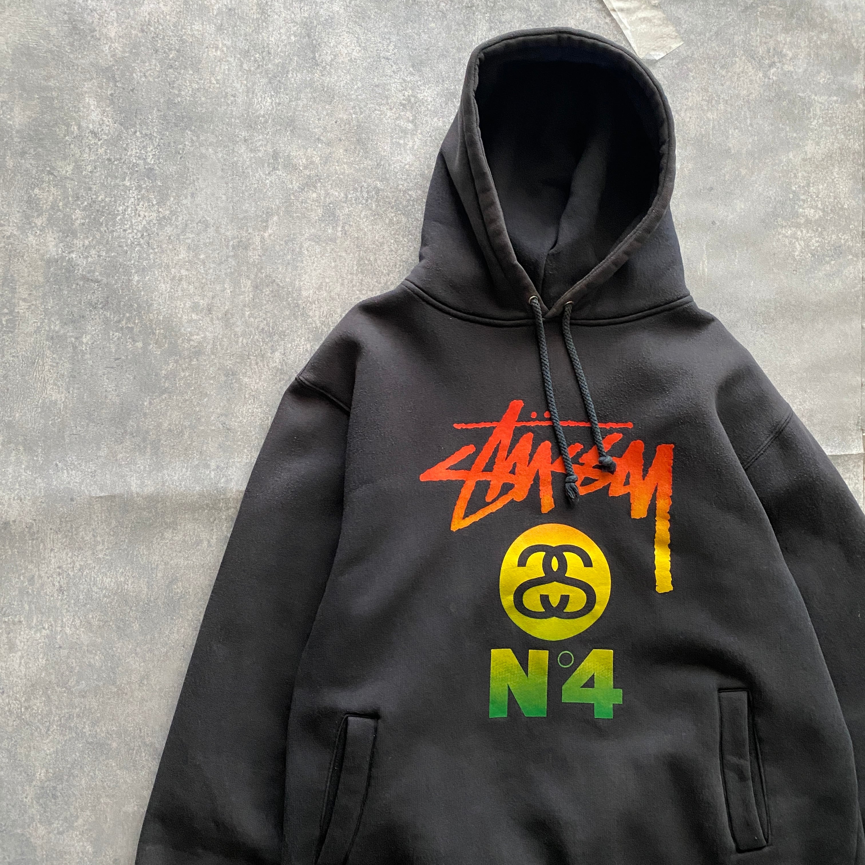 90's old stussy ステューシー N°4×Sリンク ラスタカラー プリントロゴ ...