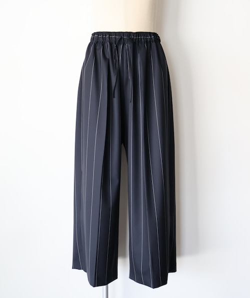 POSTELEGANT “ Wool Extra Wide Trousers ( Navy Stripe )”