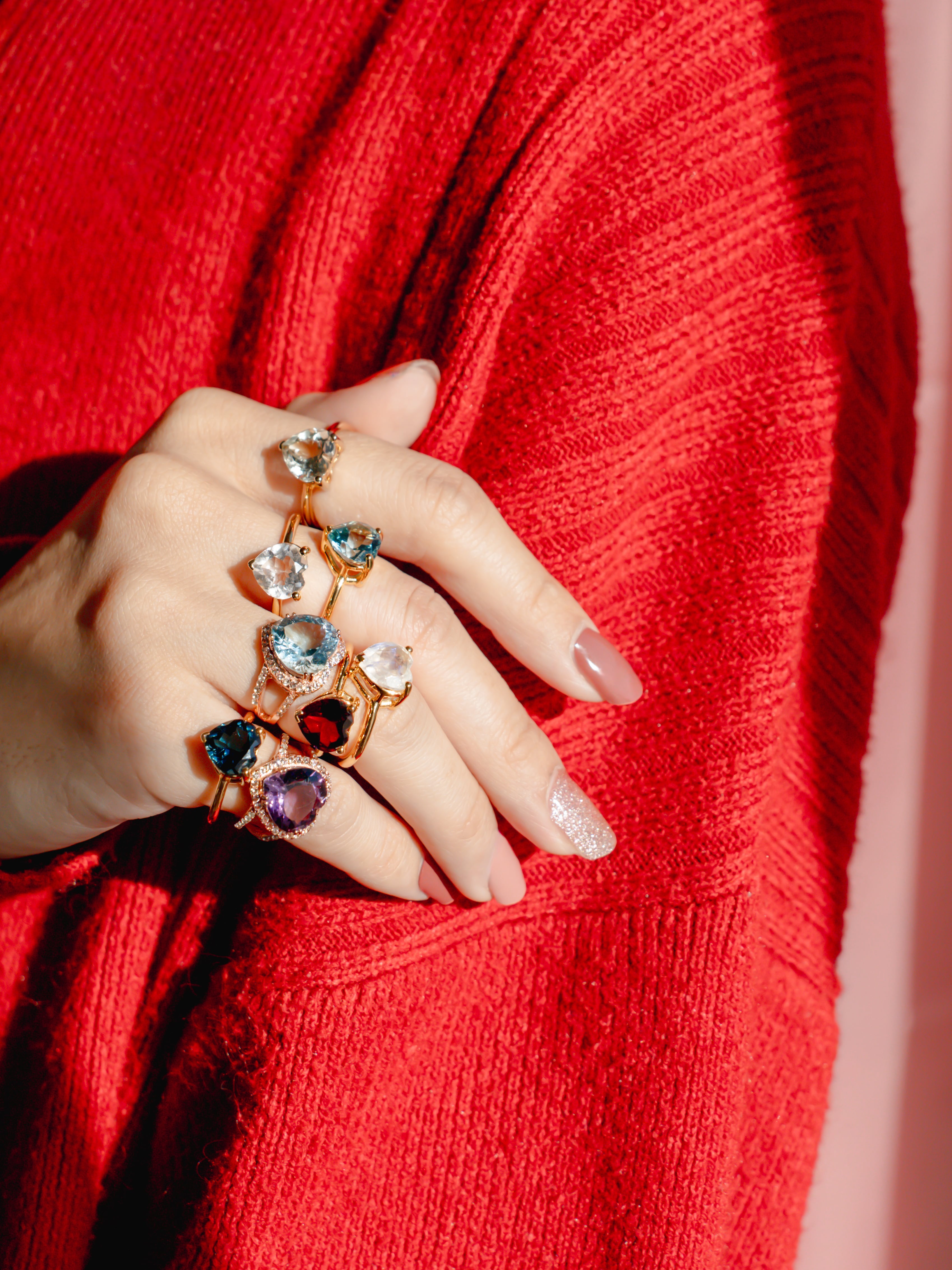 ガーネット ハートシェイプリング イエローゴールド | ＜天然石