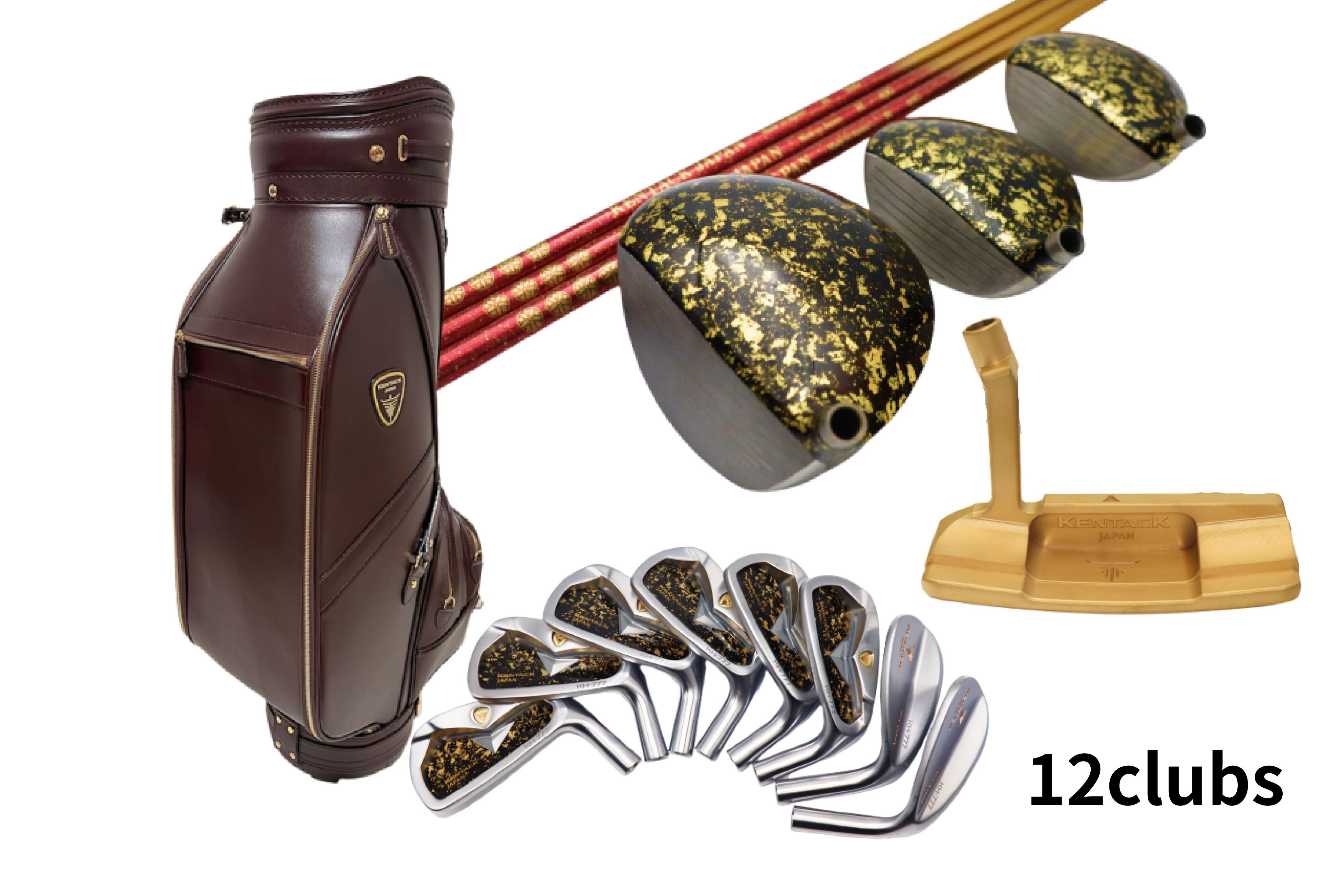 #903 4家紋クラブ・キャディーバッグセット(12本:ウッド1,3,5/アイアン5,6,7,8,9,S,A,P)/スチールシャフトパター