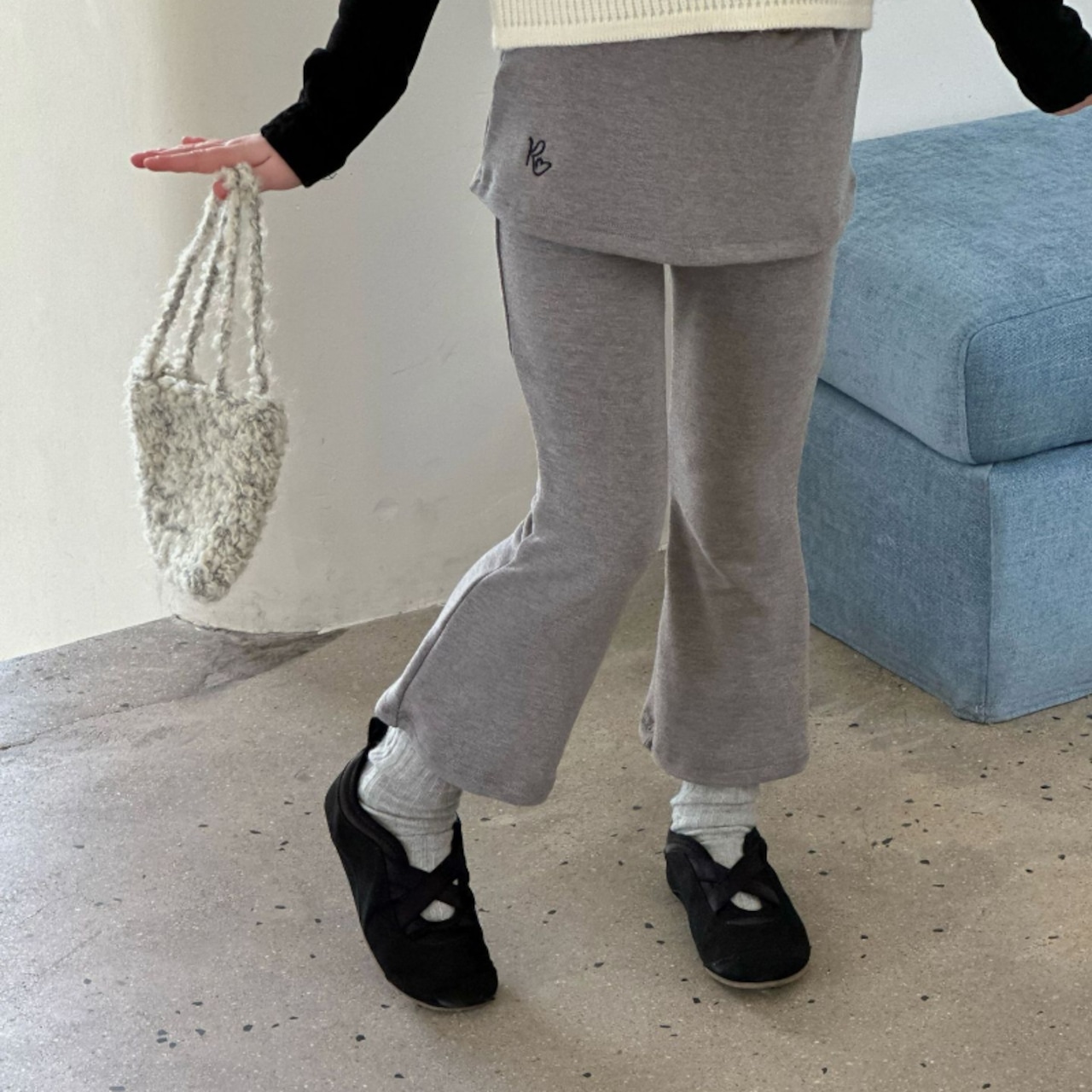 秋フェイクレイヤードフレアパンツ