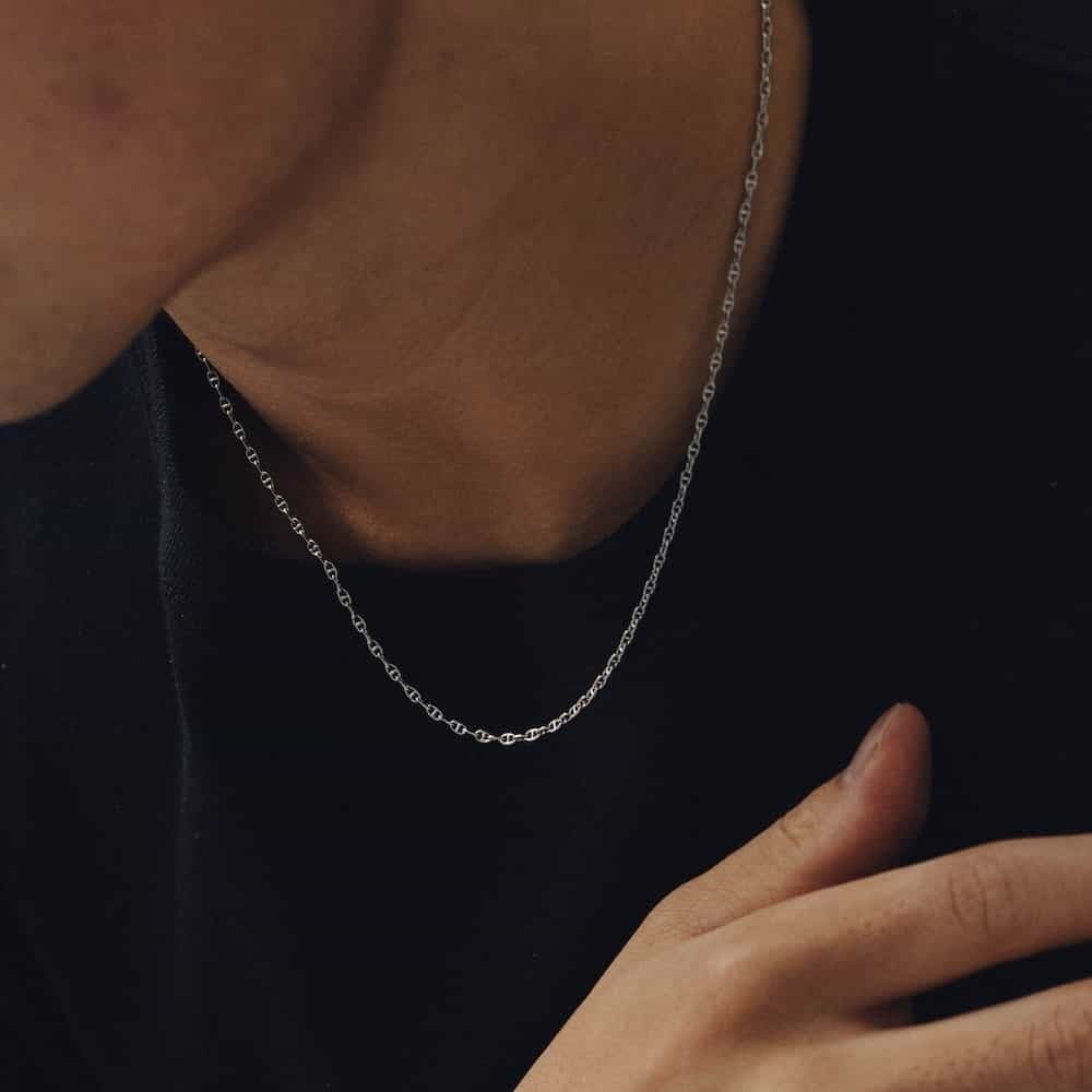 fine anchor chain necklace (silver) #n84 | garcia