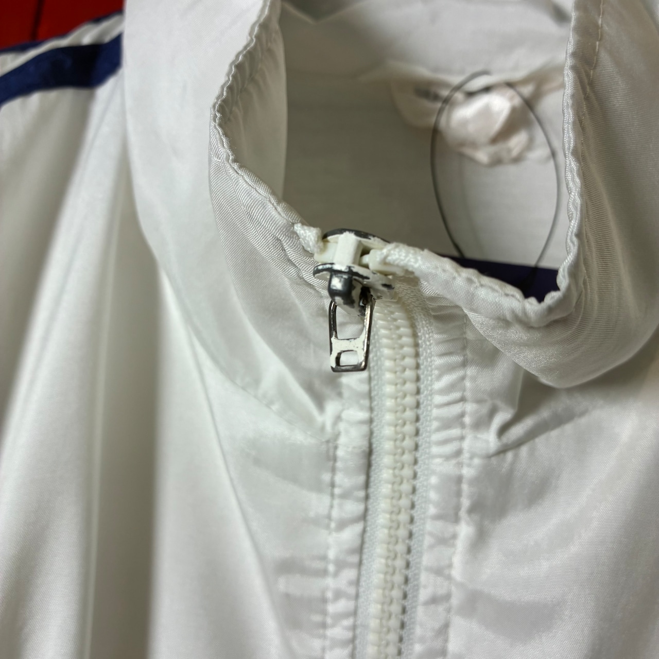 00s adidas ナイロンジャケット トレフォイル刺繍 袖ライン ホワイト