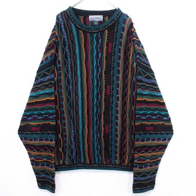 【Caka act2】Crazy Pattern Vintage Loose 3D Knit Sweater