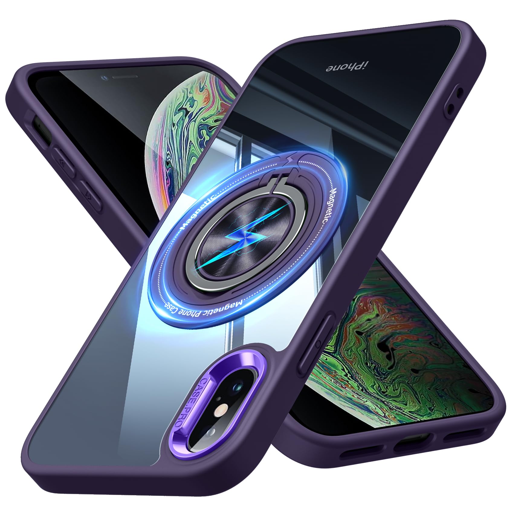 Tgaoleyd 対応 iPhone XS/X 用のケース リング付き 耐衝撃 tpu フルプロテクトデザイン スマホカバー 軽量 薄型