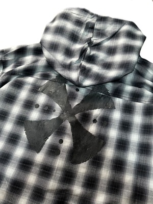 Ombre Check Shirt Hoodie