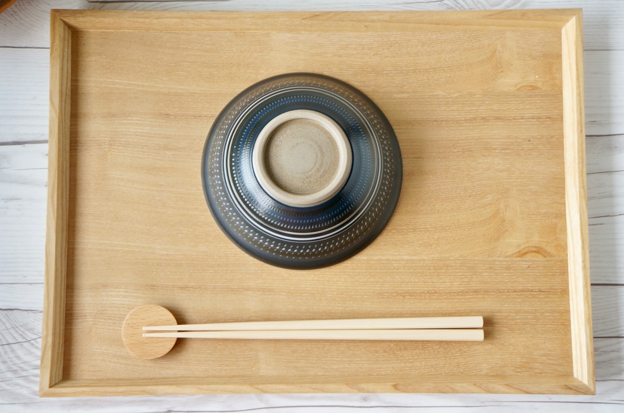 小石原焼　やまぜん窯　深鉢（小）白/紺　⑤【13-197】