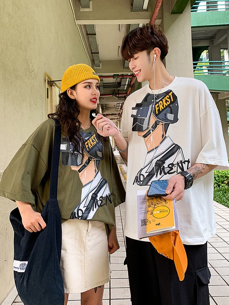 全2色 Tシャツ カットソー プリント カジュアル おしゃれ