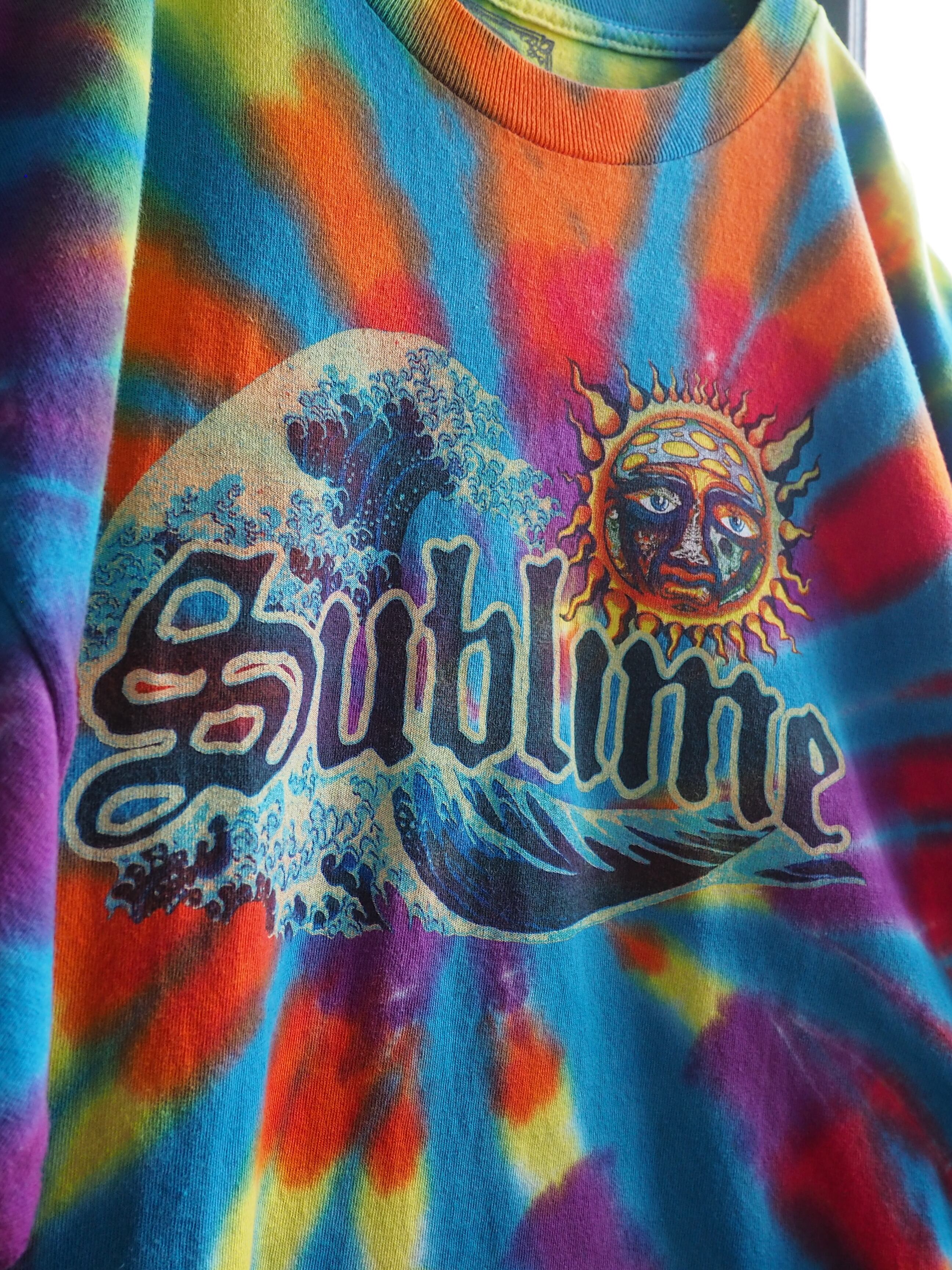 ” Sublime ” Sun and Waves Tie dye dyeing loose Tee