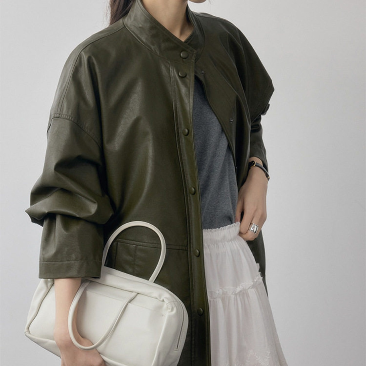 Oversized Leather Jacket T4267