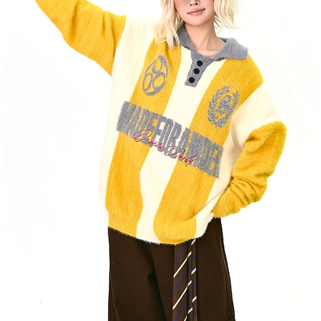 ポップカレッジテイストルーズボーダーニット 2col R01250