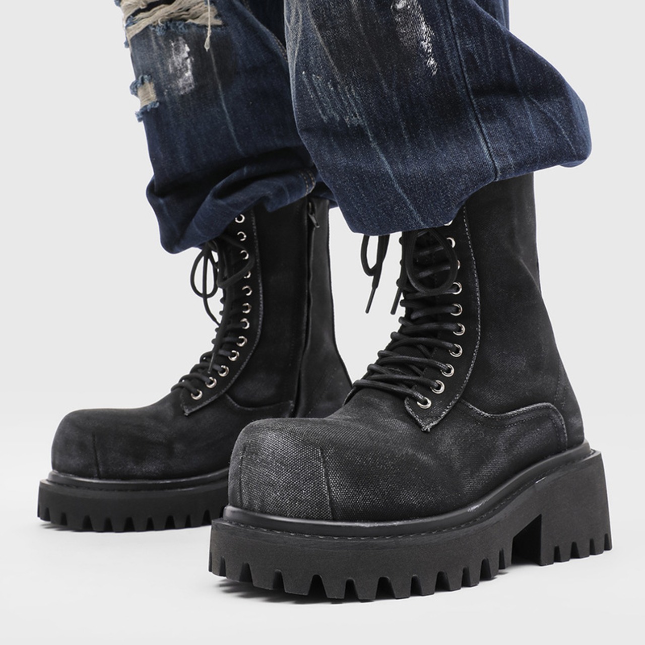 Chunky Sole Lace-Up Boots