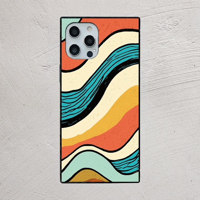 受注生産 iPhoneケース 太ラインのレトロウェーブ｜70sポップ CURV013A