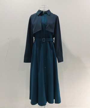 Le's Ageu(レ・アージュ) バイカラーフレアーワンピース【G-5033】