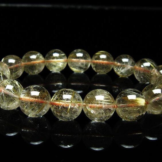 ルチルクォーツ ブレスレット 13mm タイチンルチルクォーツ タイチンルチル 一点物 メール便可 [M便 1/10] 111-48995