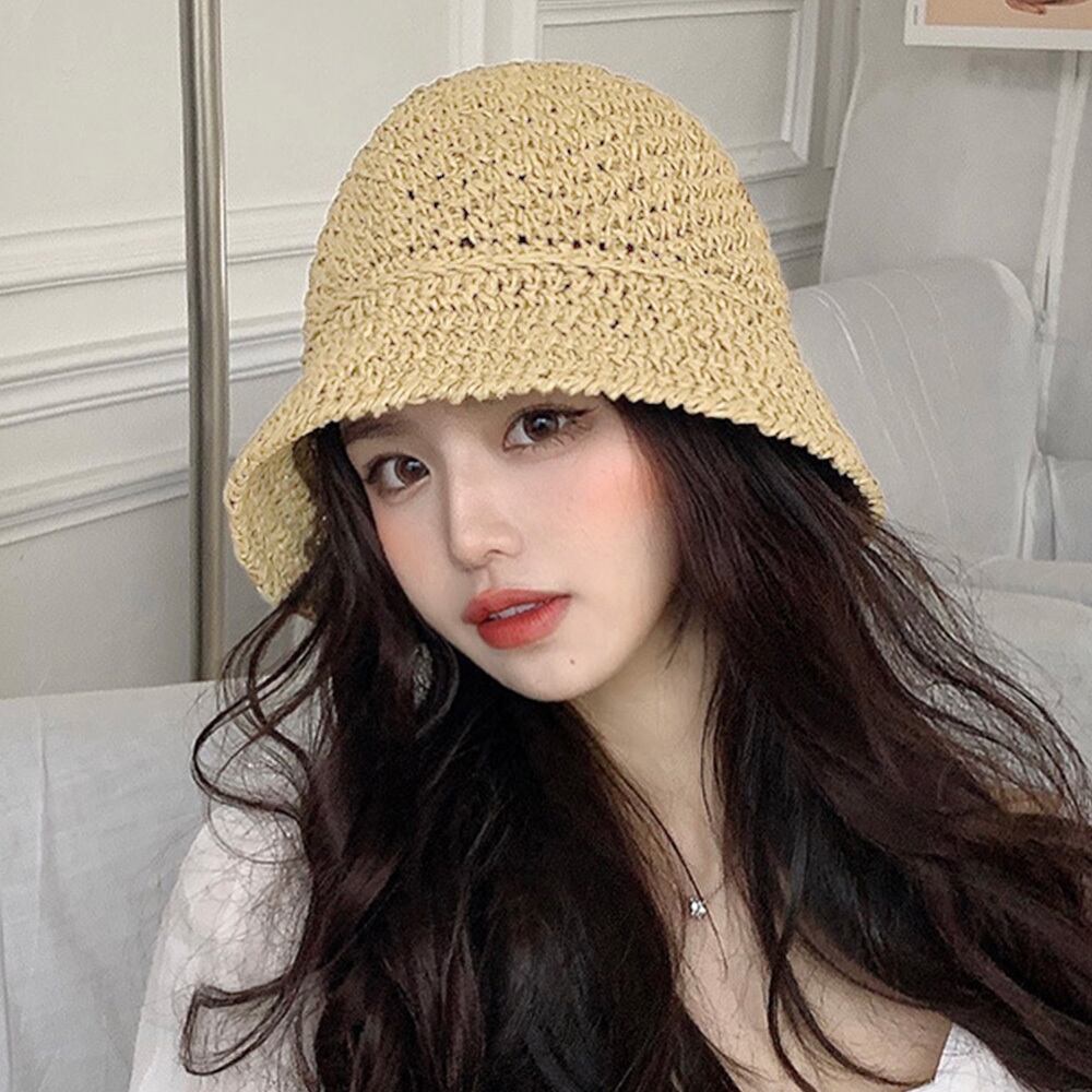 麦わら バケットハット 帽子 レディース UV対策 日差し避け 折りたたみ 春夏 おしゃれ 大人 きれいめ かわいい カジュアル リゾート アウトドア ストローハット 麦藁帽子 大人可愛い 大人女子