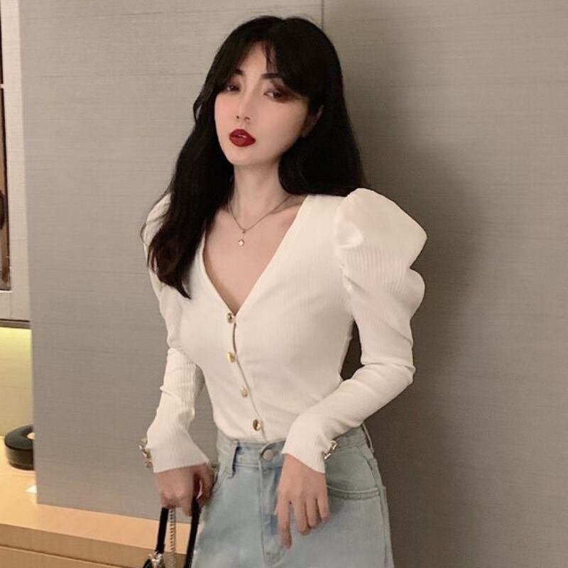 スリーブVネック長袖ショートジャケット スプリングスキニースリムカーディガン ロング 大人ガーリー スウィート キュート カジュアル 春物 YY-ファッション2587121975