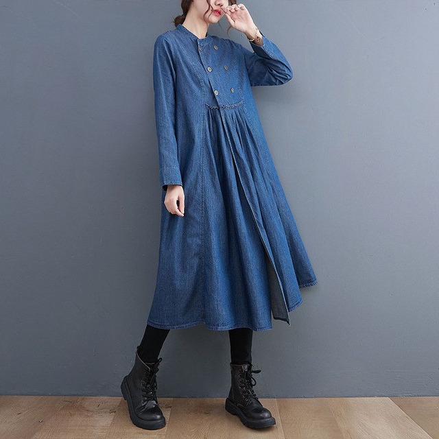 RELAXED A-LINE LONG LOOSE DRESS M-18344