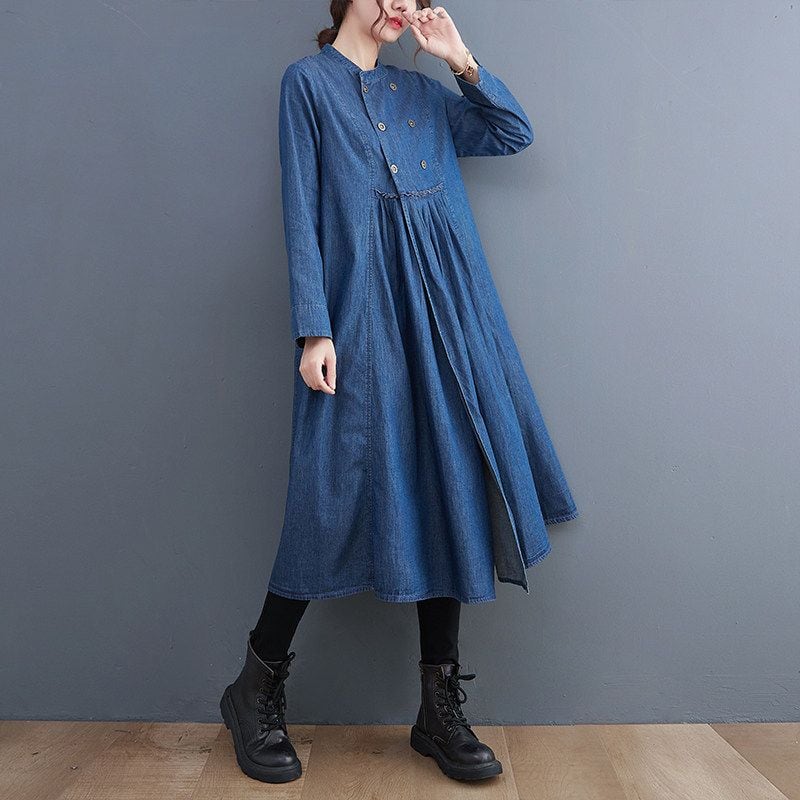 RELAXED A-LINE LONG LOOSE DRESS M-18344