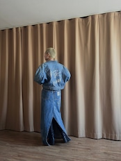 silver foil remake boa denim jacket-4550-2