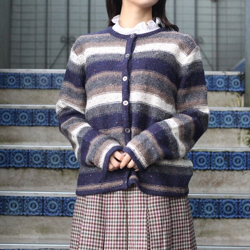 USA VINTAGE Christopher&Banks BORDER PATTERNED KNIT CARDIGAN/アメリカ古着ボーダー柄ニットカーディガン